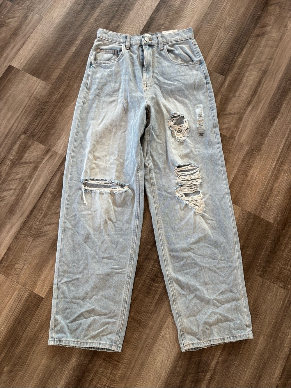 New SO Light Blue Distressed Highest Rise Baggy Jeans